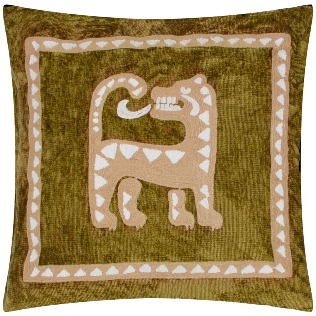 Wylder Tropics Dynasty Tiger Abstract Polyester Filled Cushion in Light Green - Size: 50 cm x 50 cm - image 1
