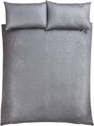Smart Living Luxury Hotel Quality Lurex Jacquard Geometric Deco Duvet Cover with Pillowcases in Natural - Size: Double - thumbnail 3