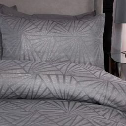 Smart Living Luxury Hotel Quality Lurex Jacquard Geometric Deco Duvet Cover with Pillowcases in Natural - Size: Double - thumbnail 2