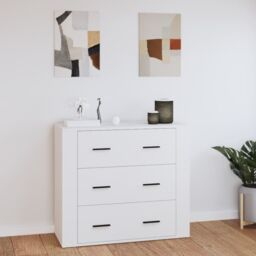 Berkfield Home Sideboard White 80x33x70 cm Engineered Wood - Size: 80 x 33 x 70 cm - thumbnail 1