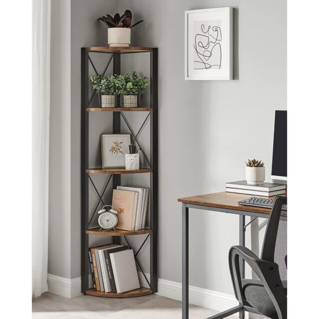 VASAGLE 5-Tier Corner Storage Shelf Multifunction Plant Stand Industrial in Brown - image 1