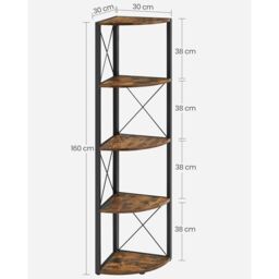 VASAGLE 5-Tier Corner Storage Shelf Multifunction Plant Stand Industrial in Brown - thumbnail 2