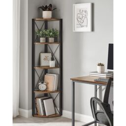 VASAGLE 5-Tier Corner Storage Shelf Multifunction Plant Stand Industrial in Brown