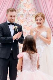 Neel Blue Decorative Artificial Flower Wall Panel Wedding Photo Background in Pale Orange - thumbnail 6