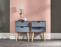 GFW Nyborg Pair Of 2 Drawer Bedsides in Dark Grey - thumbnail 1
