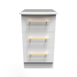 Ready Assembled 2 U Helmsley 3 Drawer Bedside Cab(Ready Assembled) in White