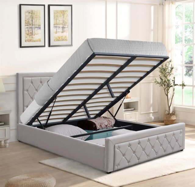 KOSY KOALA Ottoman Storage Gaslift Bed 4ft Small Double Grey Velvet Bedroom Furniture - image 1