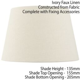 "Loops 8"" Inch Round Tapered Drum Lamp Shade Ivory Linen Fabric Cover Simple Elegant" - thumbnail 2