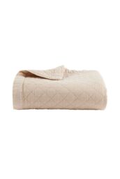 CHRISTY 'Porto' Quilted 100% Cotton Blanket Throw in Beige - Size: 140 cm x 180 cm - thumbnail 6