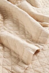 CHRISTY 'Porto' Quilted 100% Cotton Blanket Throw in Beige - Size: 140 cm x 180 cm - thumbnail 4