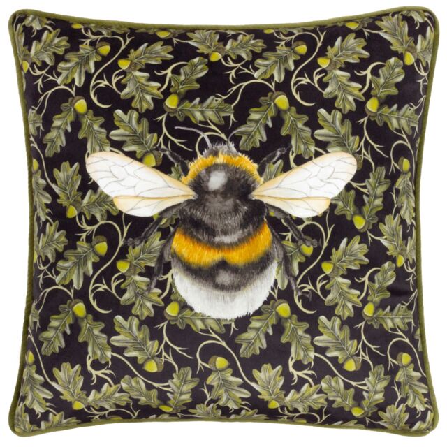 Wylder Nature Braywick Orville Bee Velvet Piped Cushion - Size: 43 cm x 43 cm - image 1