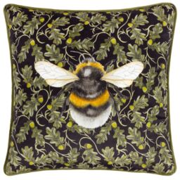 Wylder Nature Braywick Orville Bee Velvet Piped Cushion - Size: 43 cm x 43 cm