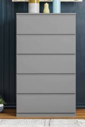HD Designs Denver 5 Drawer Chest of Drawers Storage in Grey - thumbnail 3