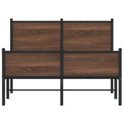 Berkfield Home Metal Bed Frame without Mattress Brown Oak 120x200 cm - Size: Small Double - thumbnail 5