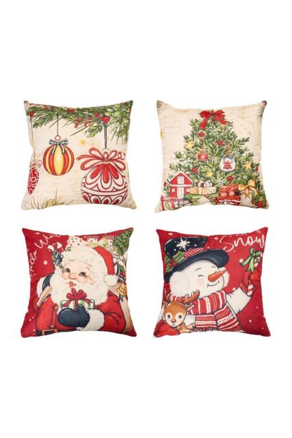 Living and Home Christmas Themed Decorative Pillow Case with Festive Motifs - image 1