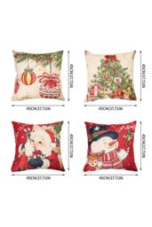 Living and Home Christmas Themed Decorative Pillow Case with Festive Motifs - thumbnail 7