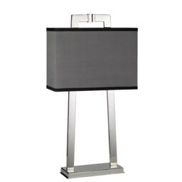 Loops Table Lamp Light Grey Shade Highly Polished Nickel Finish LED E27 60W Bulb in Metallics - thumbnail 2
