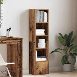 Berkfield Home Durable Bookcase Old Wood 31x24x127 cm Engineered Wood in Brown - Size: 31 x 24 x 127 cm - thumbnail 1