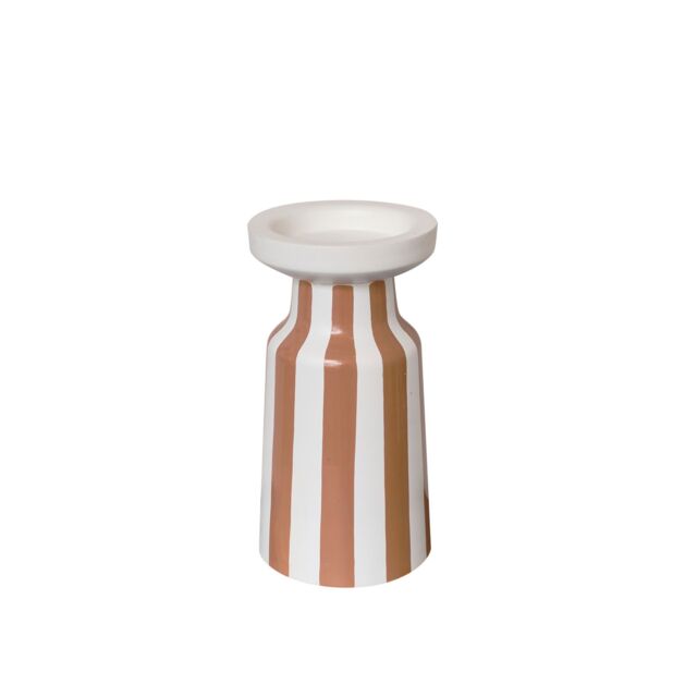 Melody Maison Large Burnt Orange Striped Pillar Candle Holder - 28cm - image 1