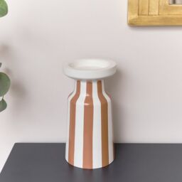 Melody Maison Large Burnt Orange Striped Pillar Candle Holder - 28cm - thumbnail 6
