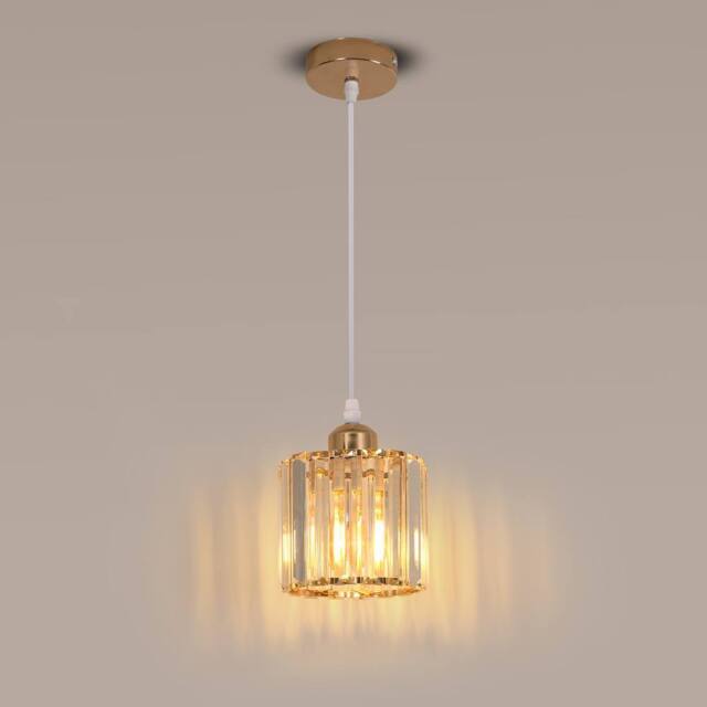 Pheashine Gold Crystal Pendant Light, Adjustable 1m Cord, E27 Socket (Bulb Not ) - image 1