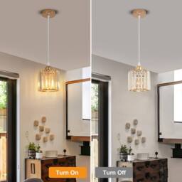 Pheashine Gold Crystal Pendant Light, Adjustable 1m Cord, E27 Socket (Bulb Not ) - thumbnail 4