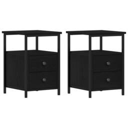 Berkfield Home Bedside Cabinets 2 pcs Black Oak 34x35.5x50 cm Engineered Wood - thumbnail 1