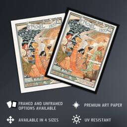 "Artery8 Illustration Newspaper 1893 Christmas Grasset Framed Wall Art Print - Size: W12"" x H16""" - thumbnail 2