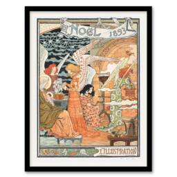 "Artery8 Illustration Newspaper 1893 Christmas Grasset Framed Wall Art Print - Size: W12"" x H16""" - thumbnail 1