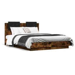 Berkfield Home Bed Frame without Mattress Smoked Oak 120x190 cm Small Double in Brown - thumbnail 1