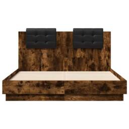 Berkfield Home Bed Frame without Mattress Smoked Oak 120x190 cm Small Double in Brown - thumbnail 4