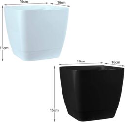 simpa 10PC Square Plastic Planters Black & White Assortment - thumbnail 5