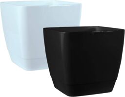 simpa 10PC Square Plastic Planters Black & White Assortment - thumbnail 2
