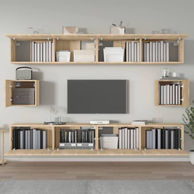 Berkfield Home Classic 6 Piece TV Cabinet Set Sonoma Oak Engineered Wood in Light Oak - image 1