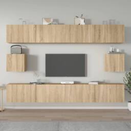 Berkfield Home Classic 6 Piece TV Cabinet Set Sonoma Oak Engineered Wood in Light Oak - thumbnail 2