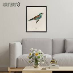 "Artery8 European Roller Bird Von Wright Vintage Black Framed Canvas Wall Art in Beige - Size: W12"" x H16""" - thumbnail 3