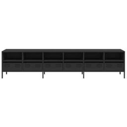 Berkfield Home TV Cabinet Black 202x39x43.5 cm Cold-rolled Steel - thumbnail 5