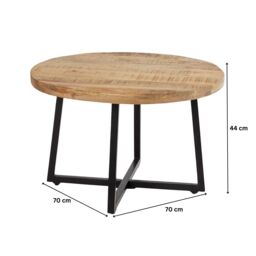 Home Source Coffee Table Criss Cross Iron Base Mango Wood Top Home Living Storage in Light Oak - thumbnail 8