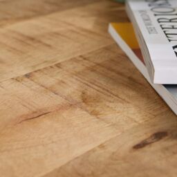 Home Source Coffee Table Criss Cross Iron Base Mango Wood Top Home Living Storage in Light Oak - thumbnail 6