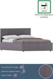 Home Discount Vida Designs Lisbon Ottoman Faux Leather Bed Frame with Mattress in Grey - Size: Small Double - thumbnail 6