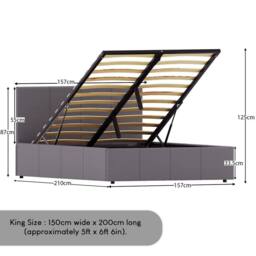 Home Discount Vida Designs Lisbon Ottoman Faux Leather Bed Frame with Mattress in Grey - Size: Small Double - thumbnail 3