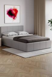 Home Discount Vida Designs Lisbon Ottoman Faux Leather Bed Frame with Mattress in Grey - Size: Small Double - thumbnail 1