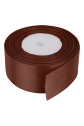 Neel Blue Double Sided Satin Polyester Ribbon Roll, 50mm x 25 Metres in Brown - thumbnail 2