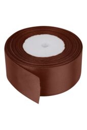 Neel Blue Double Sided Satin Polyester Ribbon Roll, 50mm x 25 Metres in Brown - thumbnail 1