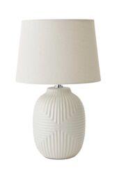 ValueLights Harrison Tapered Shade White Geometic Ribbed Pattern Gloss Table Lamp - Size: Small - thumbnail 6