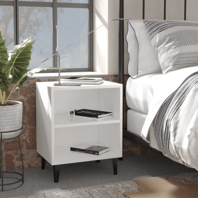 Berkfield Home Bed Cabinets with Metal Legs 2 pcs White 40x30x50 cm - Size: 40 x 30 x 50 cm - image 1