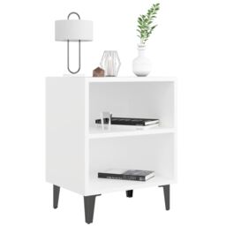 Berkfield Home Bed Cabinets with Metal Legs 2 pcs White 40x30x50 cm - Size: 40 x 30 x 50 cm - thumbnail 4