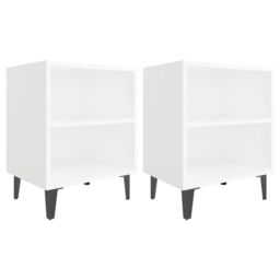 Berkfield Home Bed Cabinets with Metal Legs 2 pcs White 40x30x50 cm - Size: 40 x 30 x 50 cm - thumbnail 2