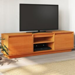 Berkfield Home TV Cabinet Wax Brown 140x35x40 cm Solid Wood Pine - Size: 140 x 35 x 40 cm