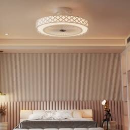 "Costway Low Profile Flush Mount Fan 19"" Ceiling Fan w/3000-6500K Dimmable LED in White" - thumbnail 4